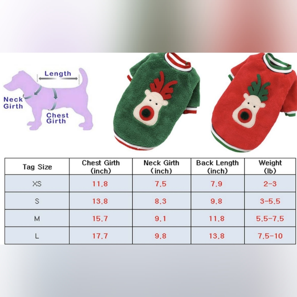 Dog/Cat Fleece Christmas Sweater For Small Pets - Green - Picture 6 of 6